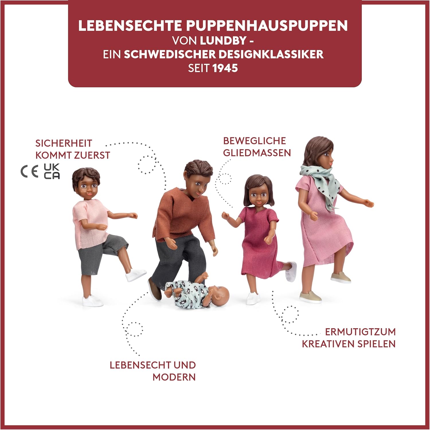 Lundby Puppenhaus Puppen für Familie Puppenfamilie Nikki Biegepuppen Zubehör Figuren Maßstab 1:18