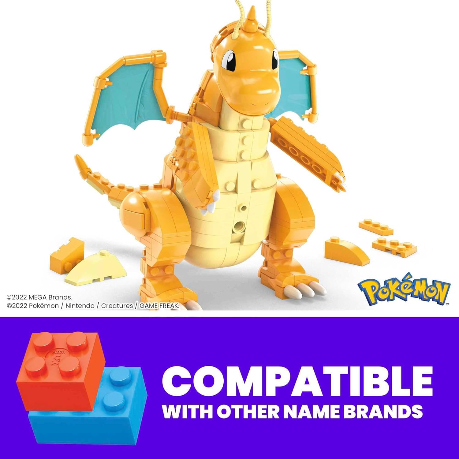MEGA Pokémon Dragoran - 388-teiliges Bauset zum Aufbauen und mit der Kurbel die Flügel aktivieren, für Kinder ab 8 Jahren, HKT25