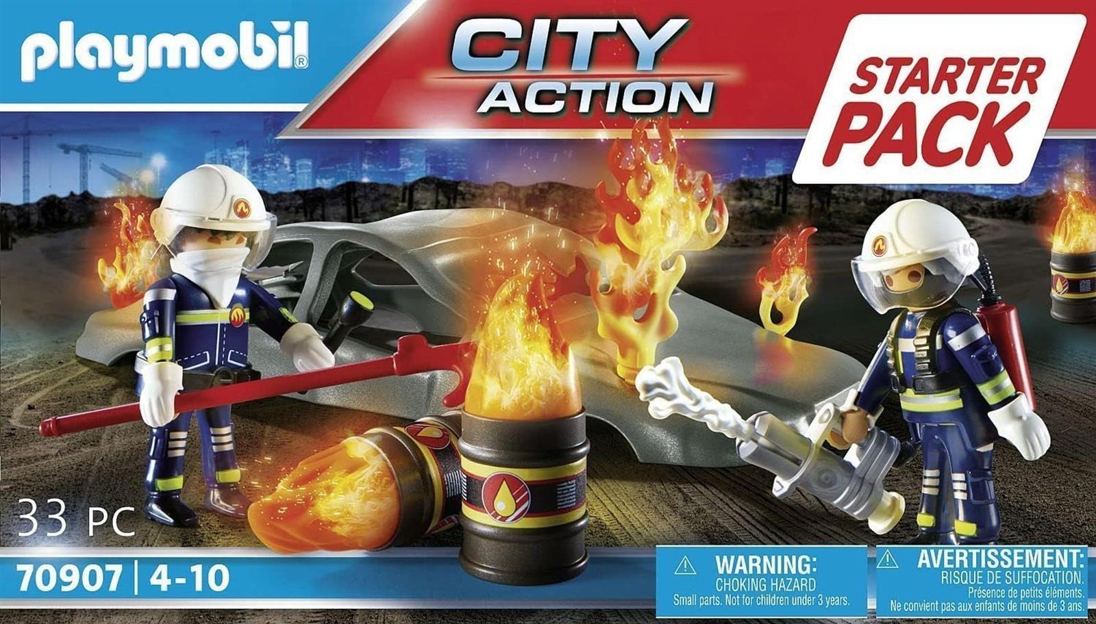 PLAYMOBIL City Action 70907 Starter Pack Feuerwehrübung, Spielzeug für Kinder ab 4 Jahren