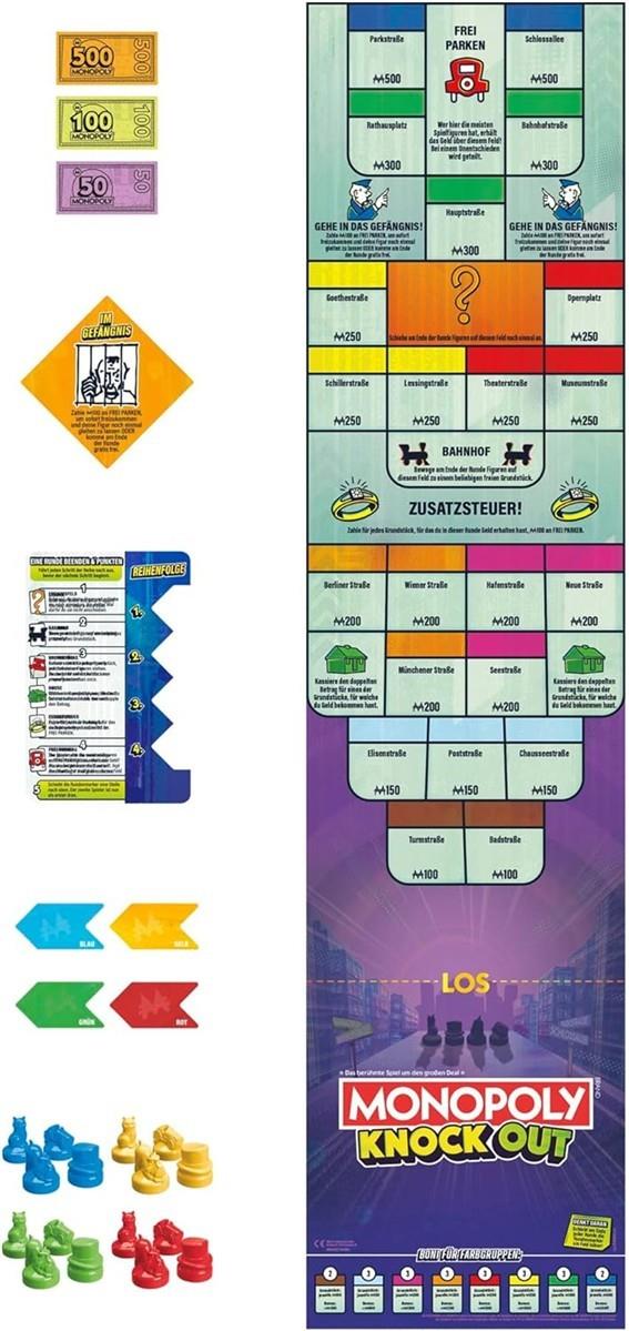 Monopoly Knockout, die extra Harte Version des klassischen Spiels, schnelles Spiel auf dem Shuffleboard für bis zu 8 Spieler, für die ganze Familie
