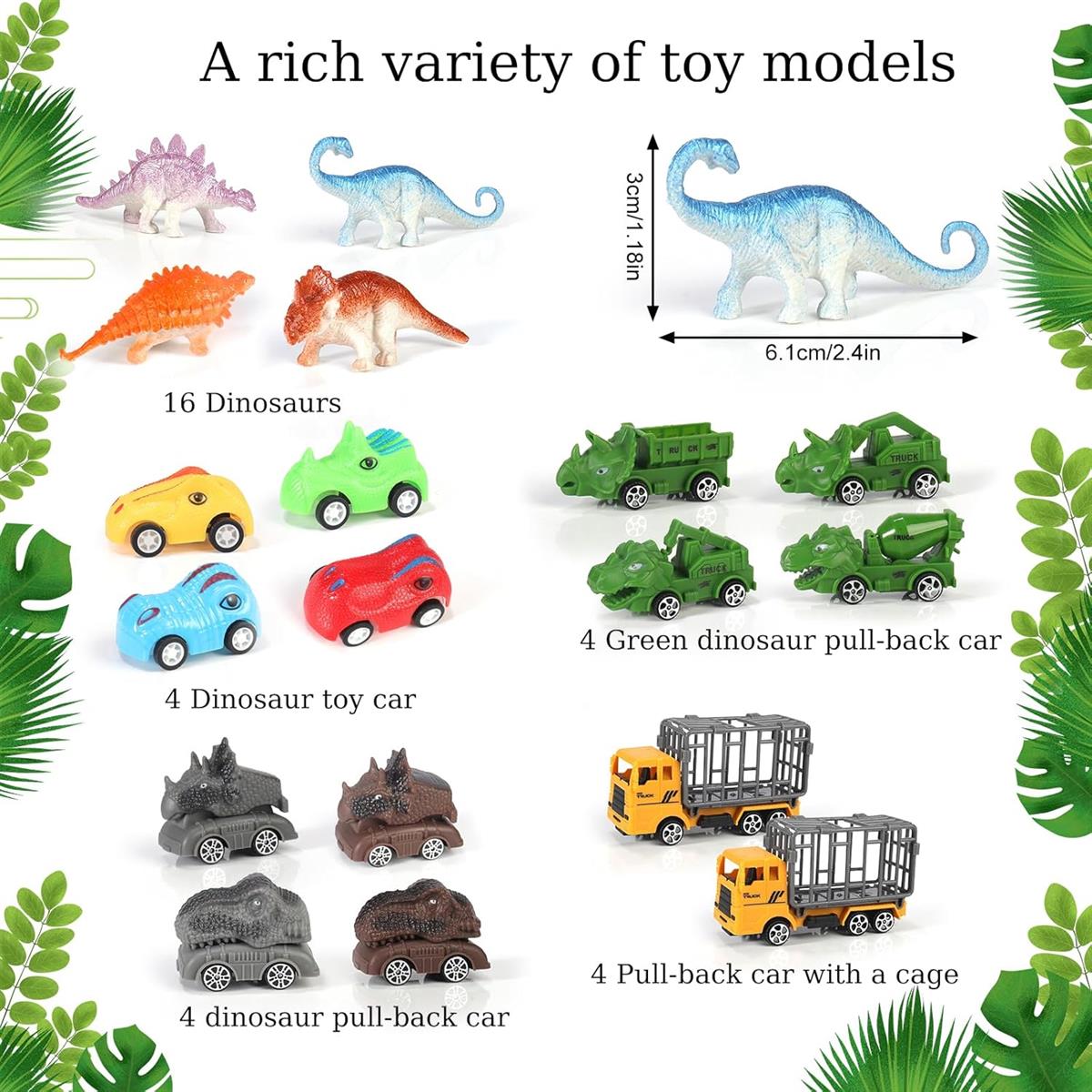 Adventskalender kinder,weihnachtskalender 2025, Dino Christmas weihnachtskalender für Kinder, Dinosauriertransporter, Dinosaurierauto, Minidinosaurier, für Kinder ab 4 Jahren
