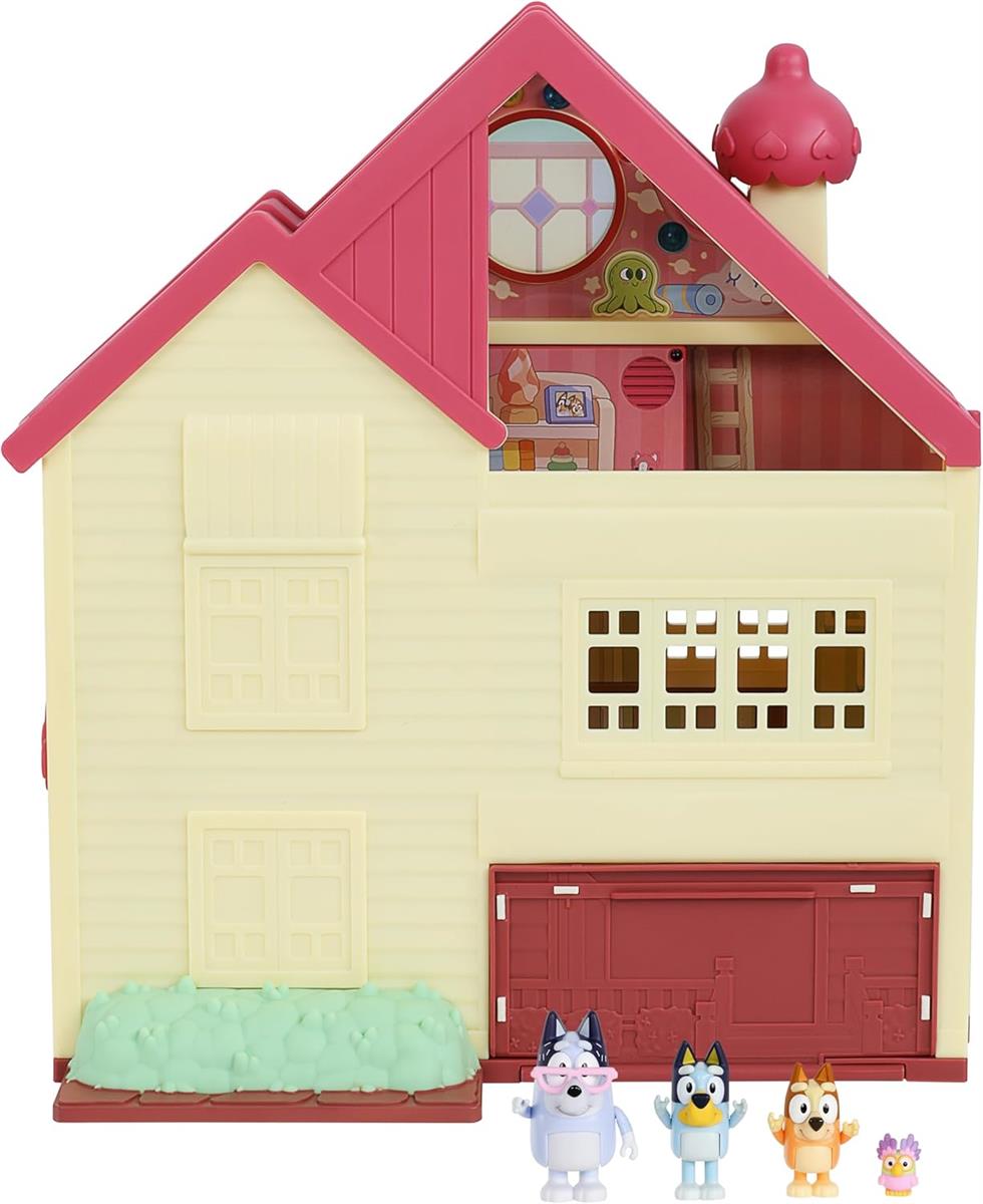 Bluey unglaubliches Licht- und Klangspielhaus und Spielzeugkiste, 6–8 cm große Figuren