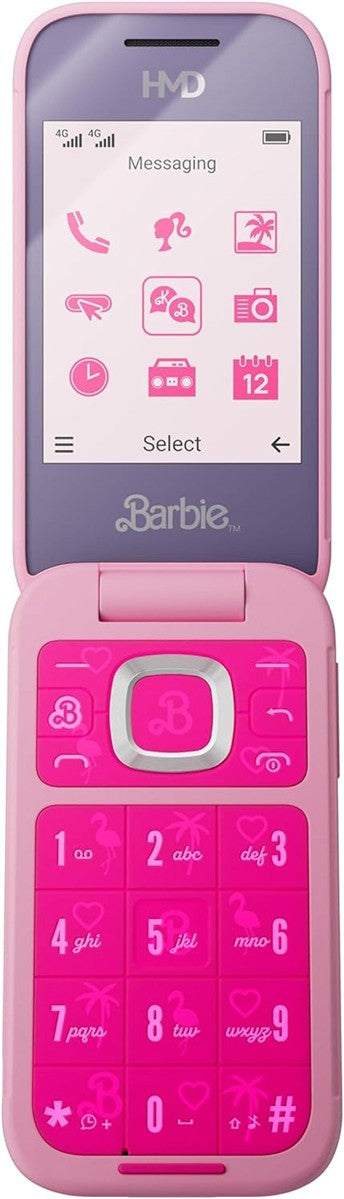 HMD kompatibel mit Barbie Phone Flip Klapphandy (2,8" Display, 0,3 MP Kamera, 64/128 MB, 1450 mAh, 4G) Power Pink