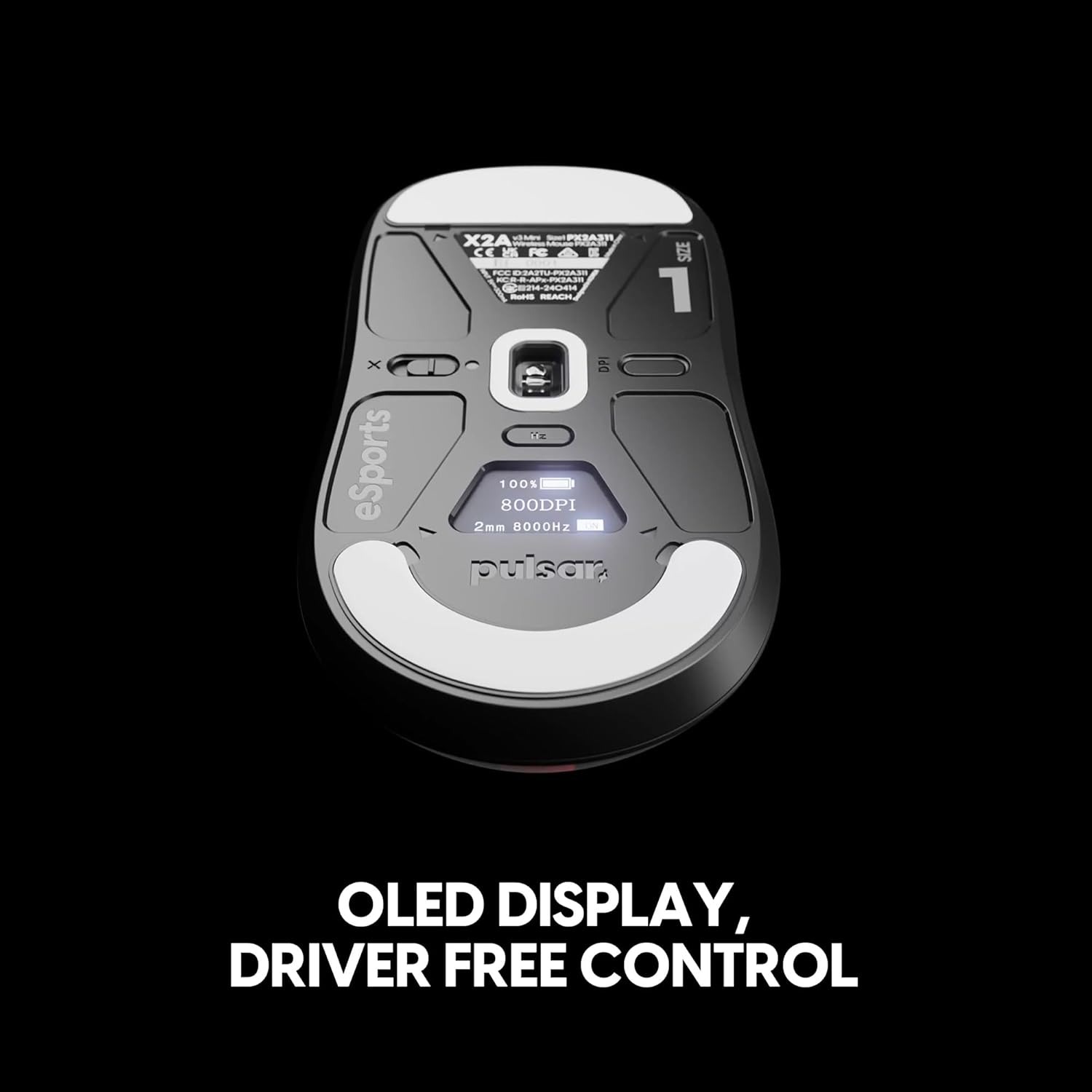 Pulsar Gaming Gears X2A v3 ES kabellose Gaming-Maus, Ultraleicht, optischer Schalter, 32000 DPI, 750 IPS, XS-1-Sensor, 8K-kompatibel (Mini, Schwarz)