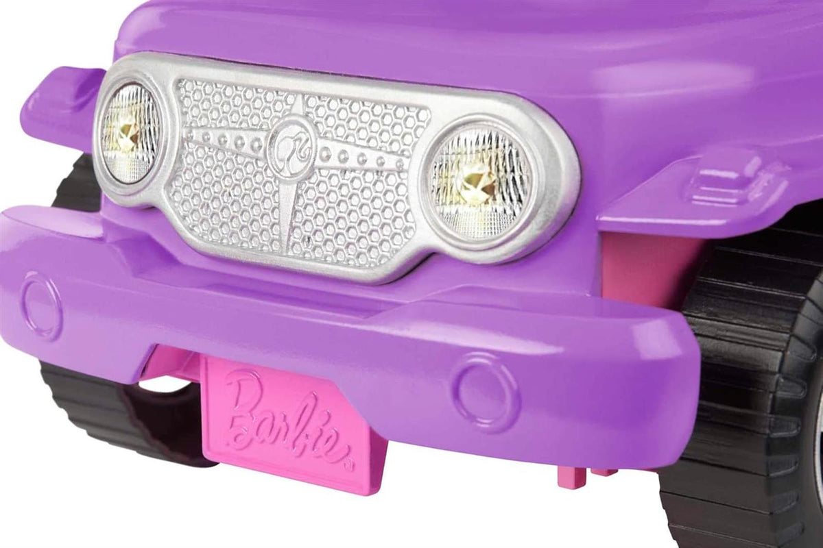 Barbie Jeep, Convertible Jeep, lila Jeep mit beweglichen Rädern, rosa Innenausstattung, Sicherheitsgurt, Barbiepuppe Nicht enthalten, Geschenk für Kinder, Spielzeug ab 3 Jahre,GMT46