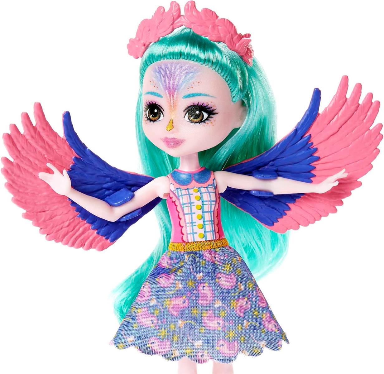 Enchantimals Puppen | City Tails Puppe Filia Finch, Tierfreund Tropic und 2 Vogelfiguren, Kleine Puppe mit abnehmbarem Rock und Zubehör, Geschenke für Kinder, HKN15