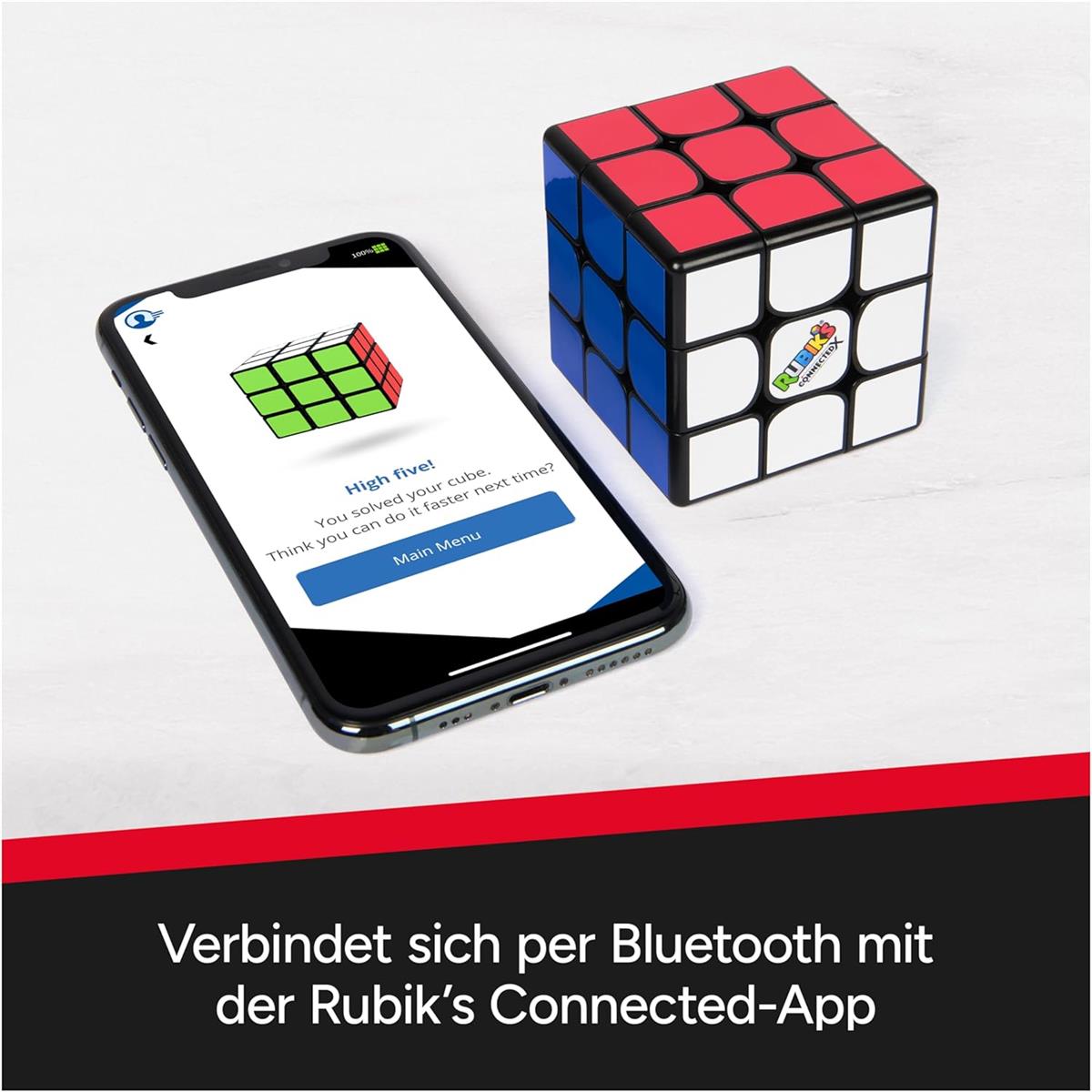 Rubik's ConnectedX - elektronischer 3x3 Cube für Einsteiger und Profis, Bluetooth-Verbinung zur App, die beim Lösen hilft, Spiele und Challenges enthält, ab 8 Jahren