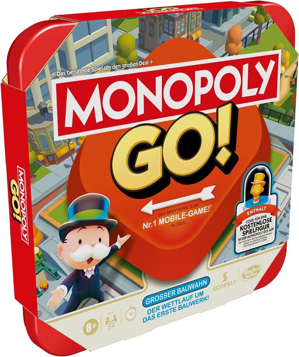 Monopoly GO! Brettspiel - Deutsche Version, Spiel zur beliebten Online-Version, schnelles Strategiespiel für die ganze Familie, lustige für 2 bis 4 Spieler