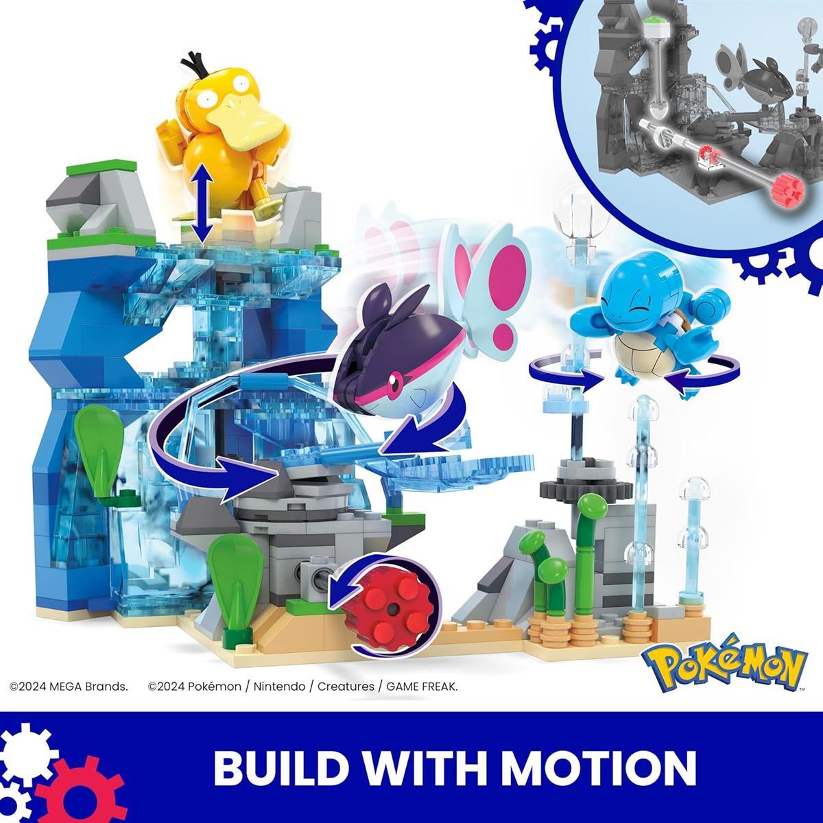 MEGA Pokémon Actionfigur-Bauspielzeug, Wasserabenteuer mit 319 Teilen und beweglichem Schiggy, Enton und Finneon, für Kinder, HXF79