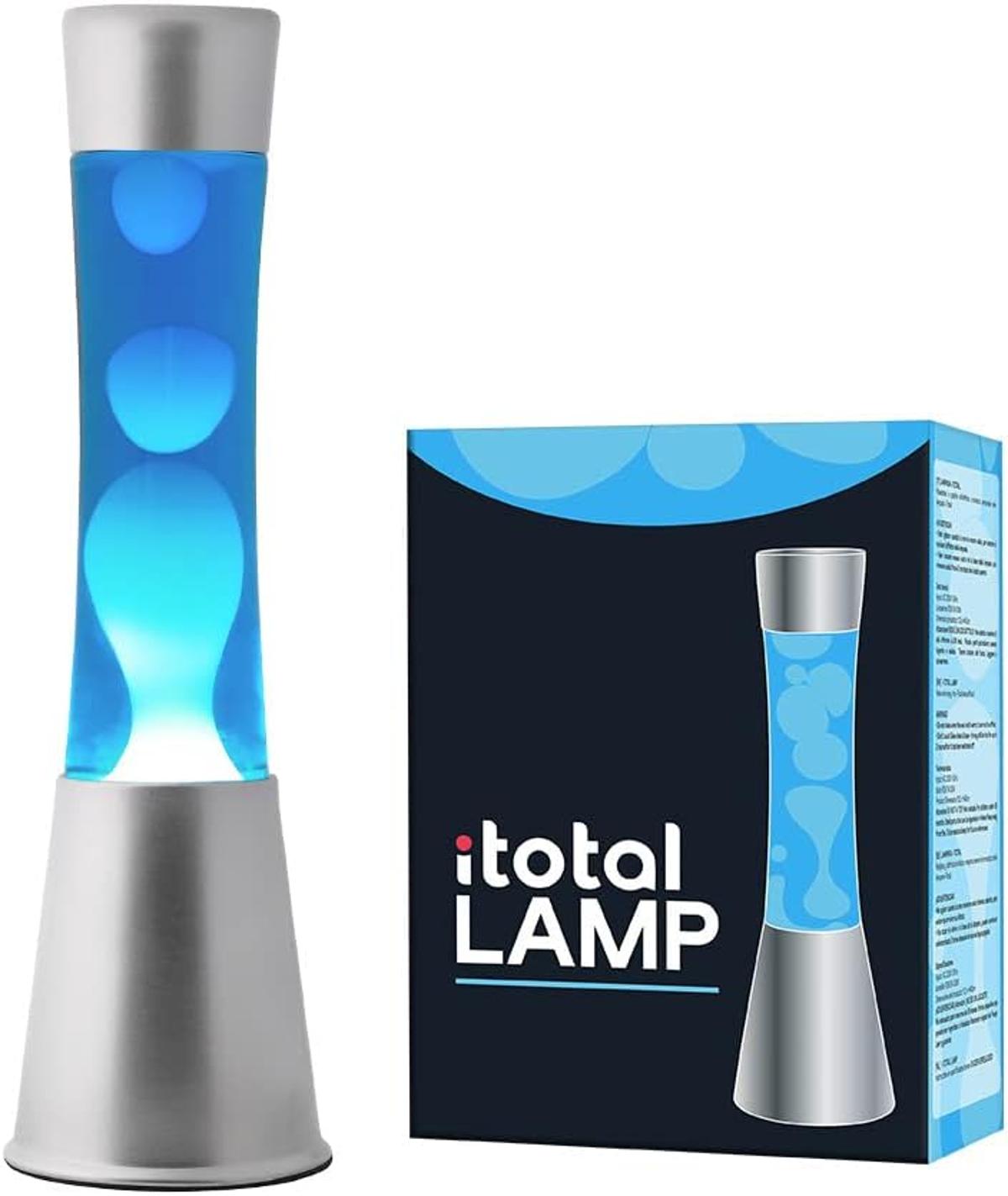 I-TOTAL® Lavalampe Magie Lavaspektakel: Einzigartiges für Ihr Zuhause Blue Liquid Silver Base