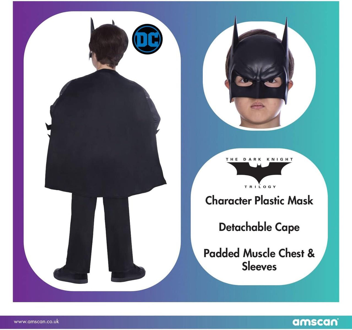 amscan Offiziell Lizenziert Dark Knight Rises Batman Kostüm Für Kinder Jungen 3-4 Jahre