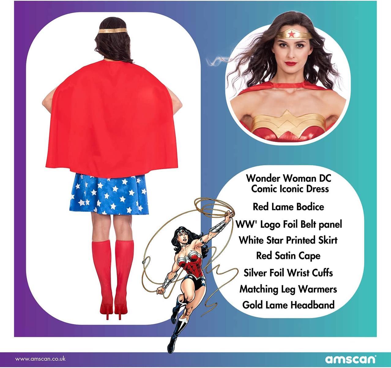 amscan Offiziell lizenziertes Wonder Woman Kostüm für Damen Größe L