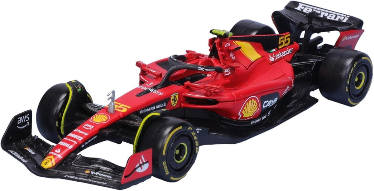 Bburago - Geschenkpaket 4 F1 Ferrari SF-23-4 realistische Modellautos im Maßstab 1:43, offizielle Ferrari-Lizenz, empfohlenes Alter 3+ Jahre