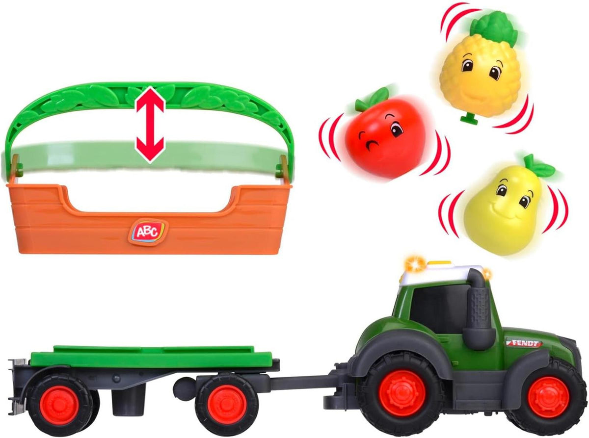 Dickie Toys ABC - Freddy Fruit - Fendt Spielzeugtraktor mit Anhänger und Rasselfrüchten, abnehmbare Box, mit Licht- und Sound, für Kleinkinder und Babys ab 12 Monaten