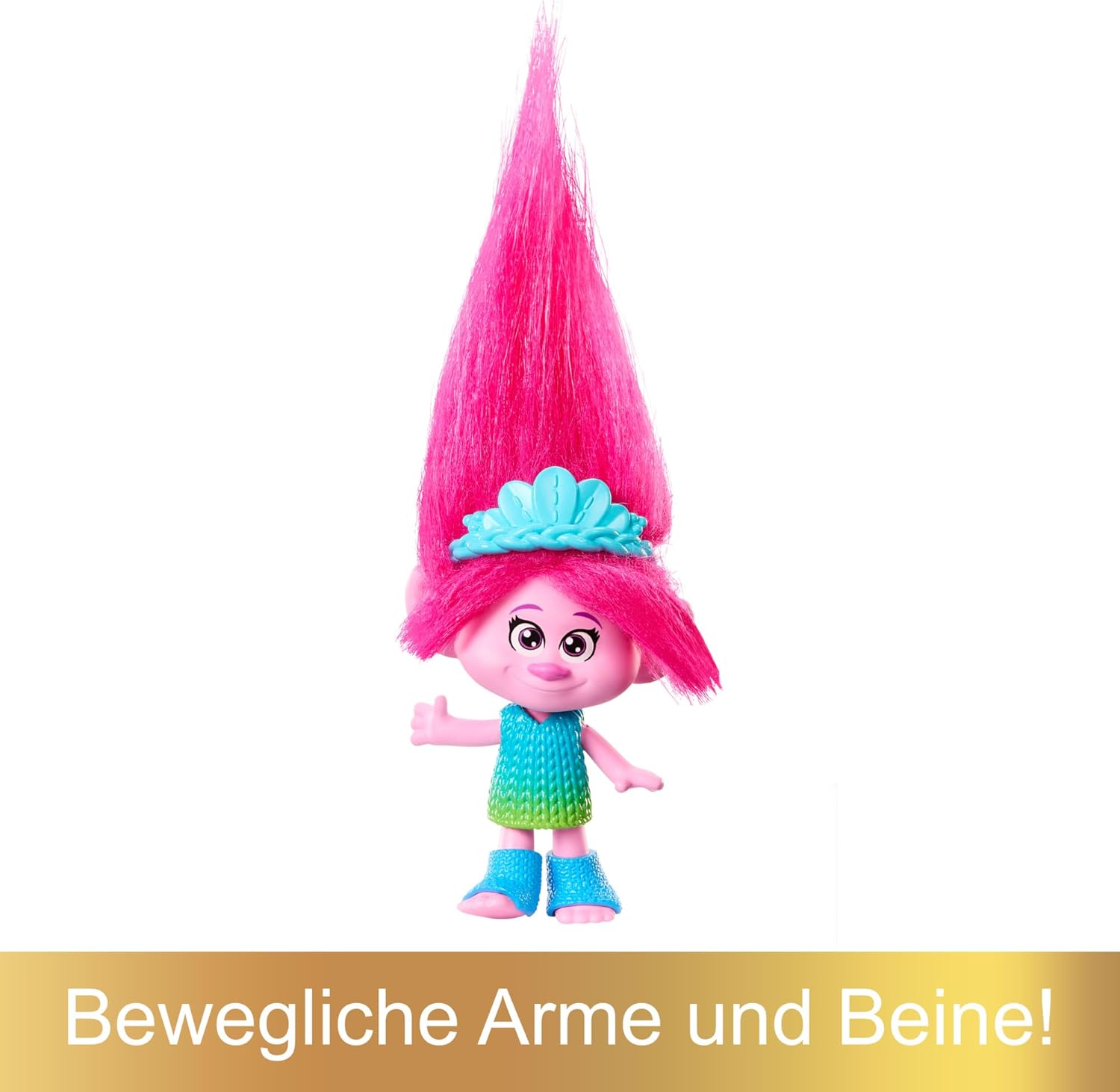 Mattel DREAMWORKS TROLLS Gemeinsam Stark – Königin Poppy, Viva, Branch, Guy Diamond mit Tiny Diamond, Plüschhaar, Mode zum Ausziehen, 5 bewegliche Gelenke, für Kinder ab 3 Jahren, HNF06