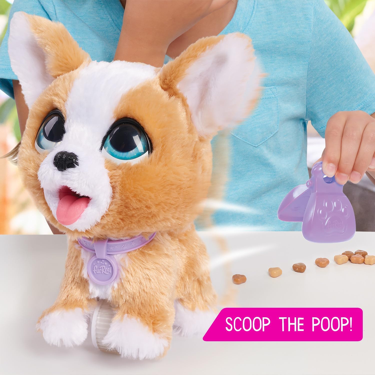 Just Play furReal Poop-A-Lots Corgi interaktives Spielzeug, 20 cm groß, hüpfender Plüschwelpe, 14-teilig, Kinderspielzeug ab 4 Jahren, 22.86