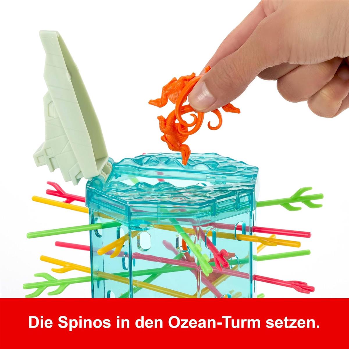Mattel Games S.O.S. AffenalarmJurassic World: Die Wiedergeburt -Spiel für Kinder und Familie mit Ozean-Turm und vom Film inspirierten Spinosaurus-Figuren., JFW44