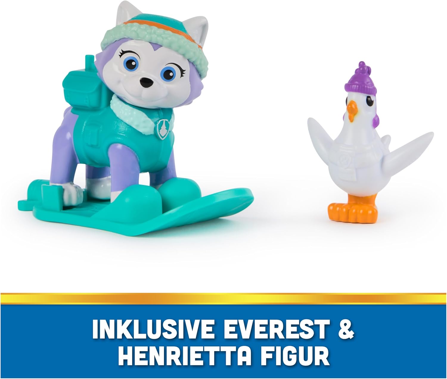 Spin Master PAW Patrol – Schneemobil mit Everest-Figur, Snowboard und Henrietta-Figur (Deluxe Fahrzeug), Spielzeug für Kinder ab 3 Jahren