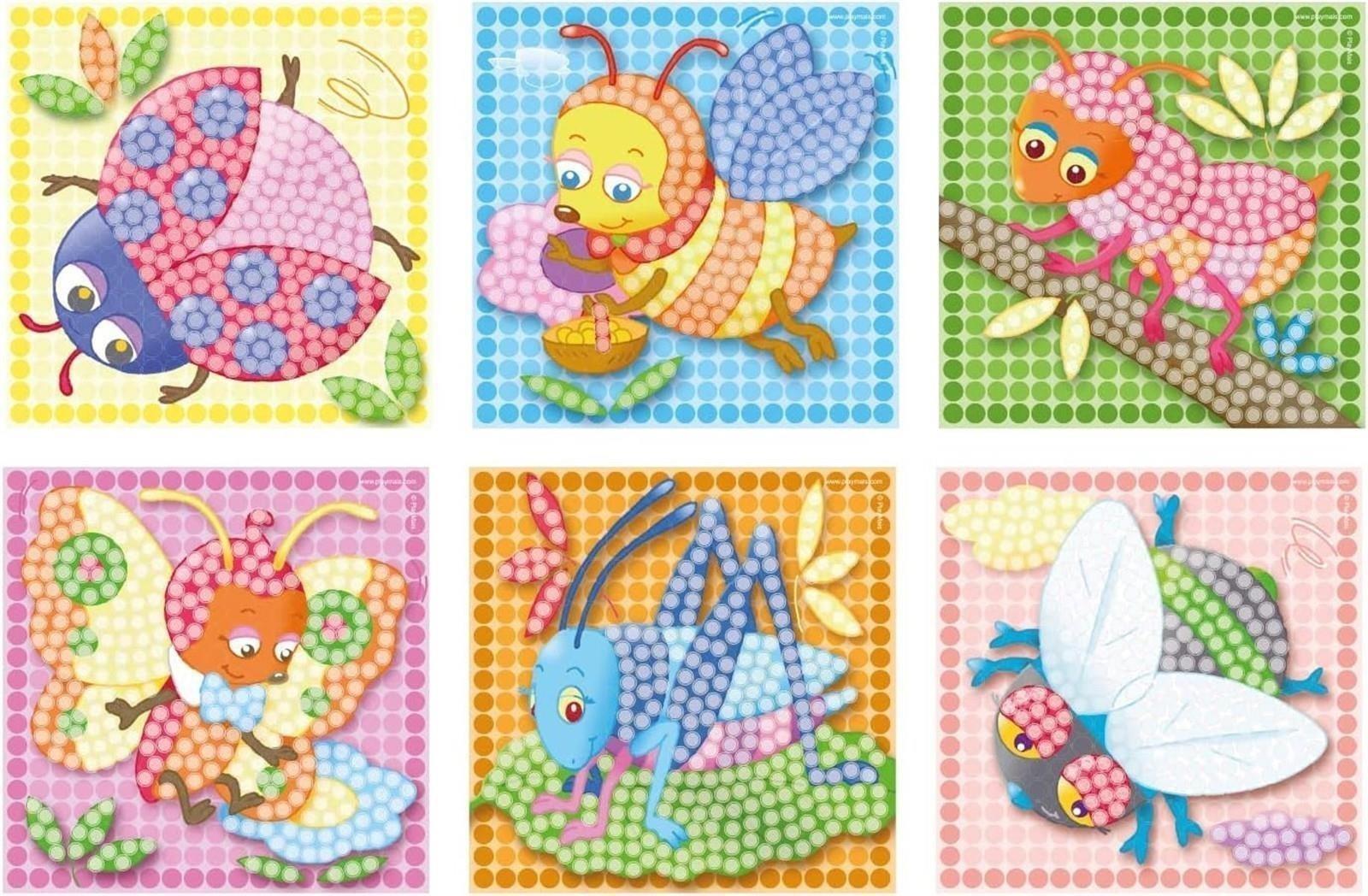 Playmais Mosaik Bastelset Little Bug ab 3 Jahren 2.300 Teile 6 Klebebilder mit Käfer und Biene Spielzeug für Kreativität und Feinmotorik