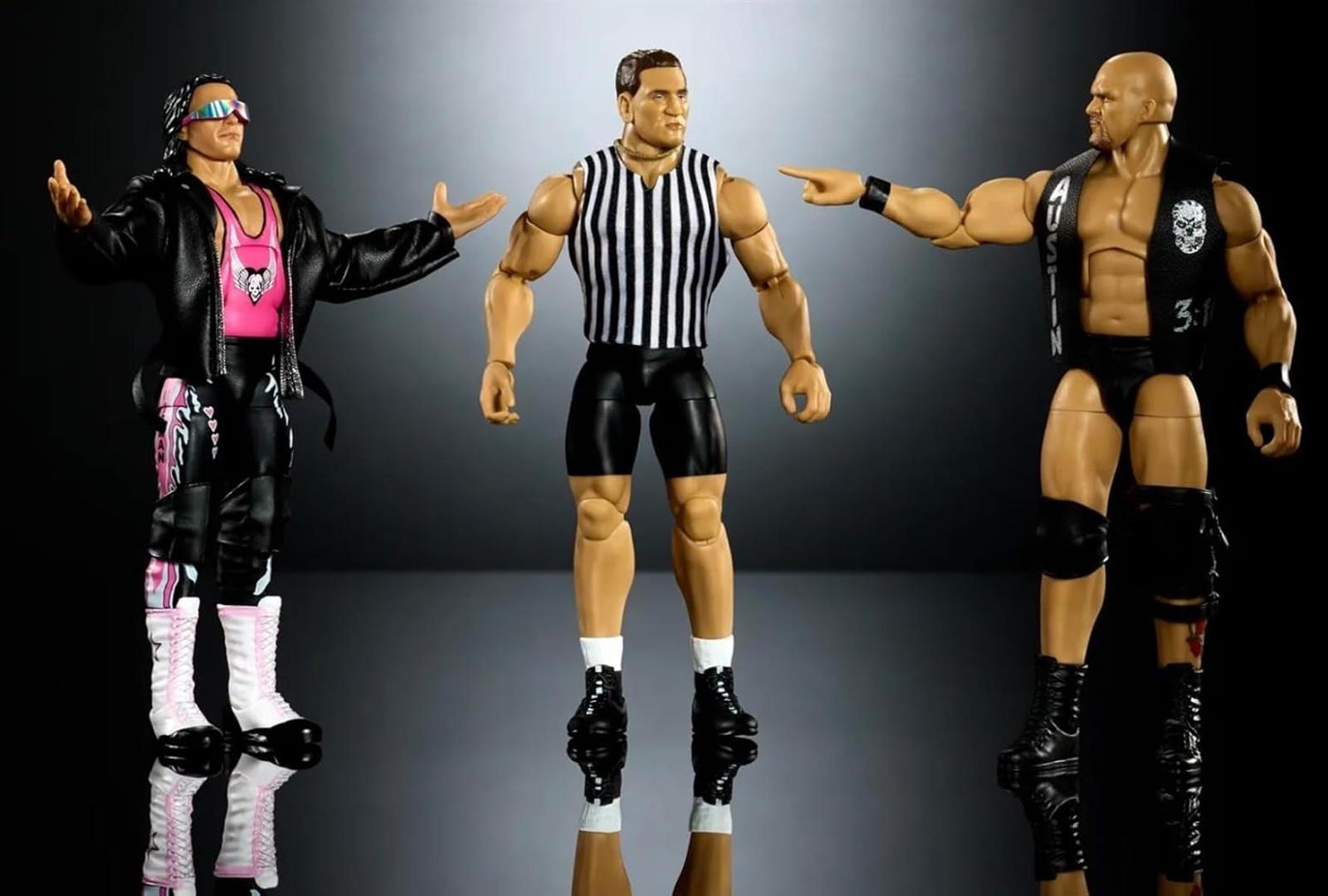 Mattel WWE Bret The Hitman Hart Stone Cold Steve Austin Ken Shamrock Wrestlemania 3-Pack Elite Collection Wrestling Actionfigur Spielzeug