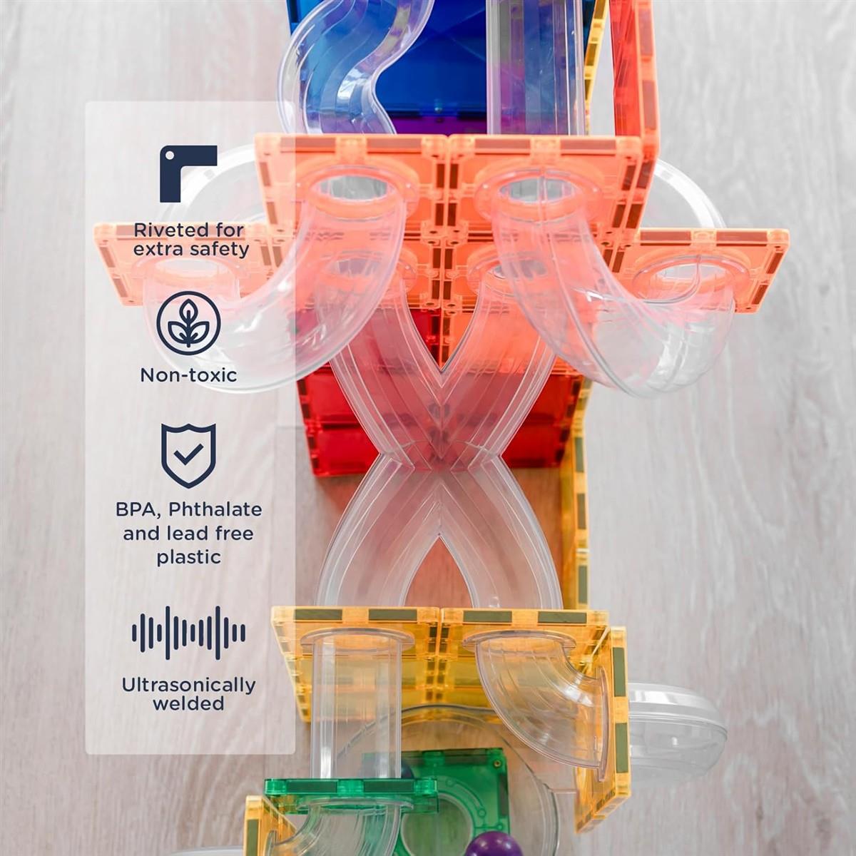 CONNETIX Magnetbausteine Regenbogen Ball Run Packen, 66 Stück
