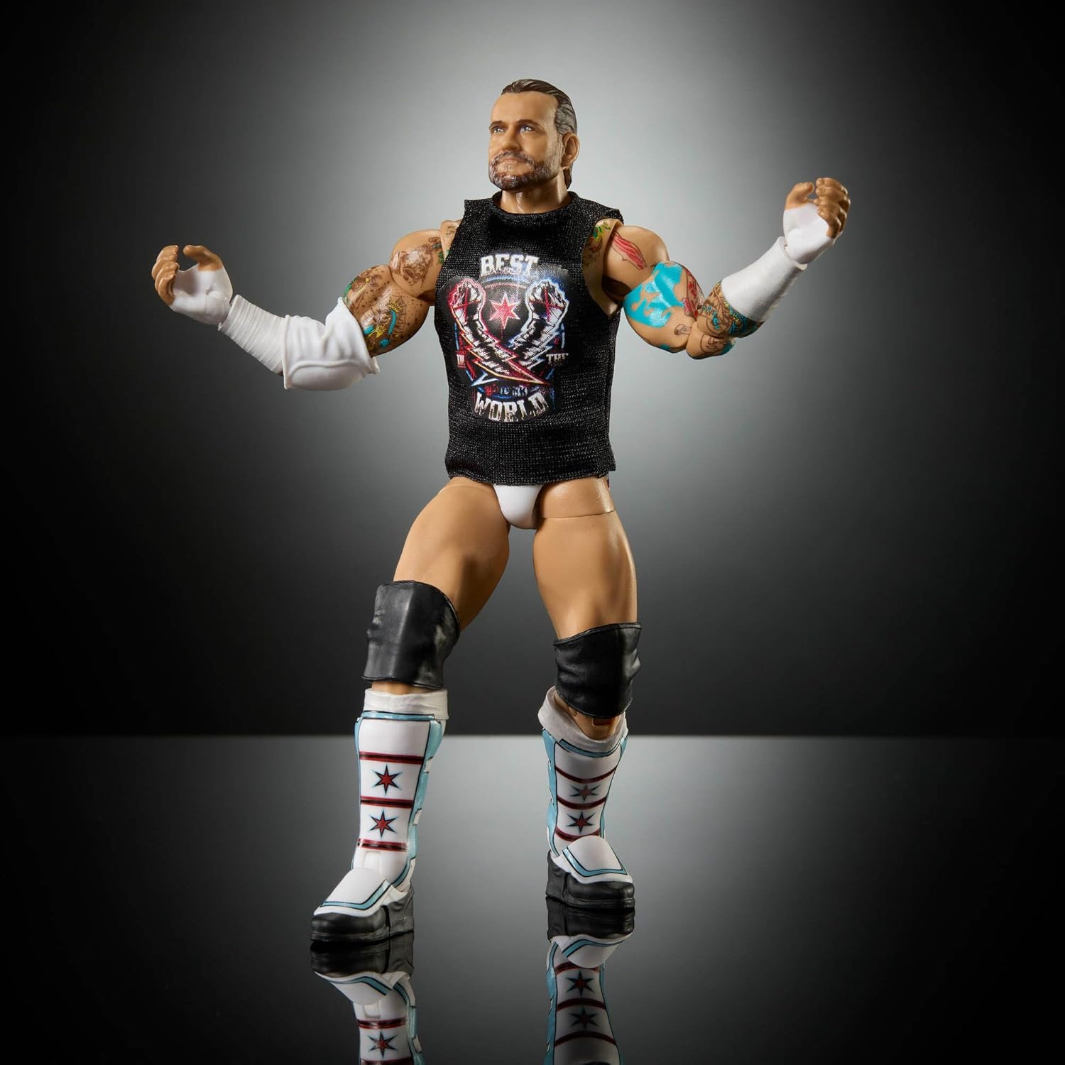 Mattel WWE Elite Actionfigur und Zubehör, Greatest Hits 2025, ca. 15 cm große Sammelfigur cm Punk mit 25 Bewegungspunkten und austauschbaren Händen, JHT46,
