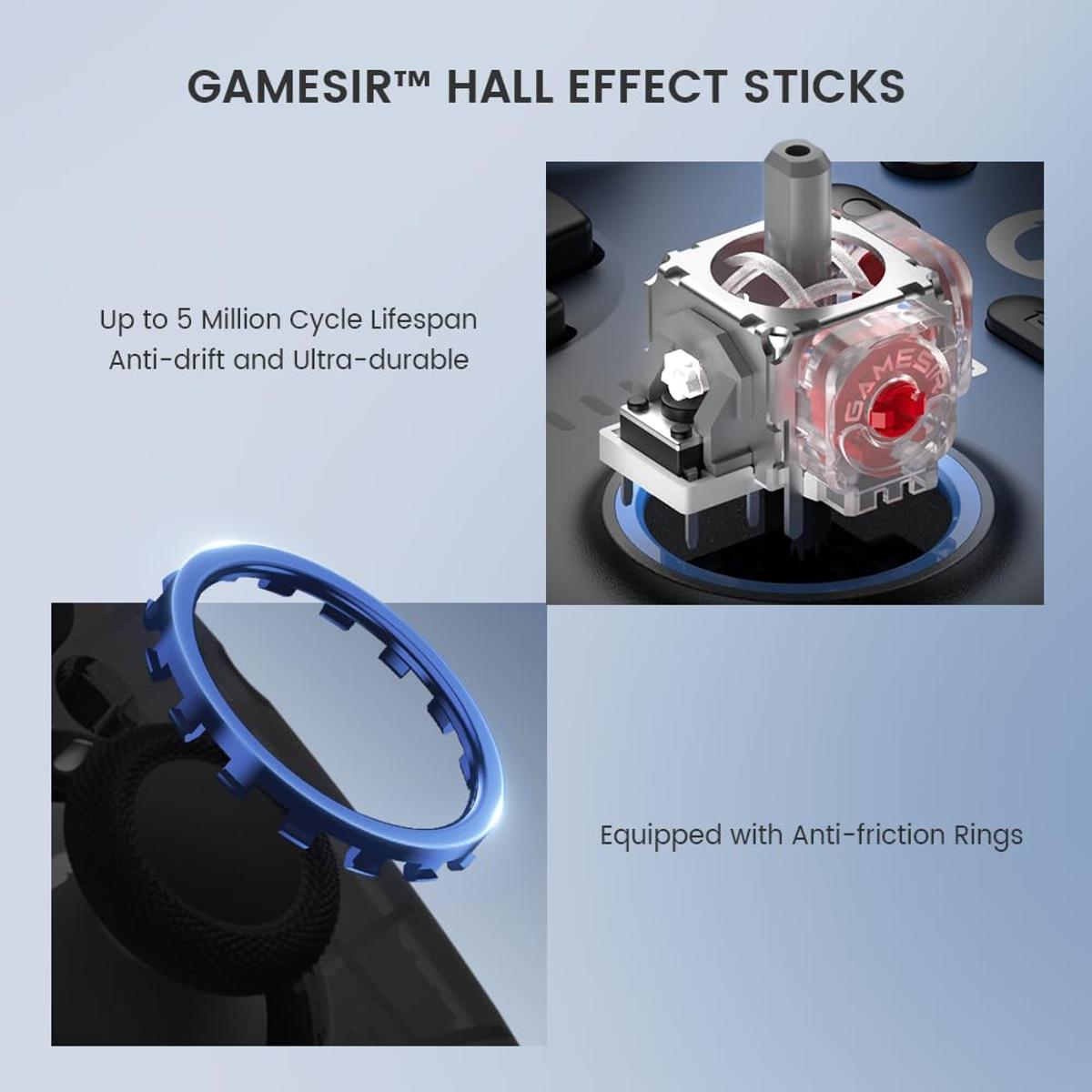 GameSir Super Nova kabelloser 1000Hz Controller mit Ladestation – Hall-Effekt-Sticks, verstellbare Trigger – Switch/Switch 2 Gyro, PC, Mobilgeräte – Nightfall Blue