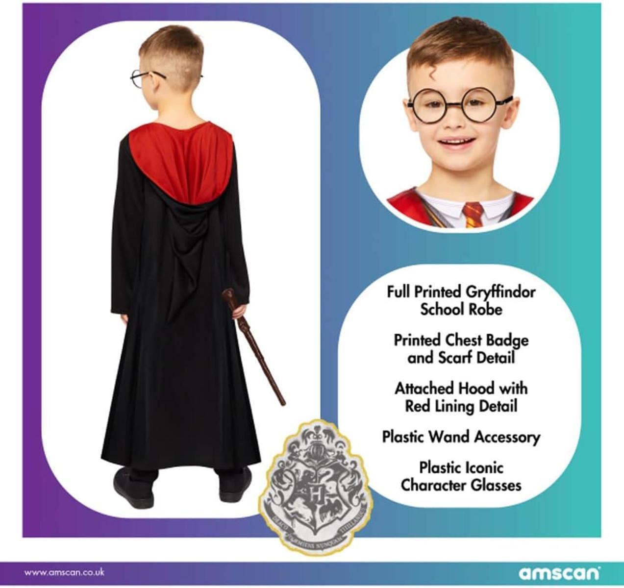 Amscan Kinderkostüm Harry Potter Hogwarts Gryffindor Magier Zauberer Karneval Fasching Größe 128 Alter 6-8 Jahre