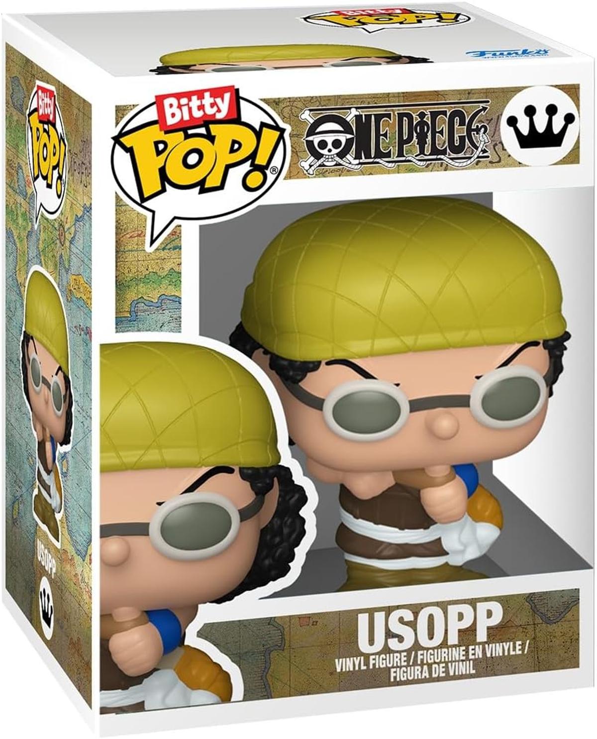 Funko Bitty POP! 4 Pack: One Piece - Usopp, Kaya, Kuro, Mystery Mini Figure - 1 in 6 Chance of Receiving the Rare Chase Variant - Styles May Vary - 0,9 Zoll (2,2 cm) Sammelbar - Geschenkidee | 1 von 6 Chance auf seltene Chase-Variante, Stile können variie