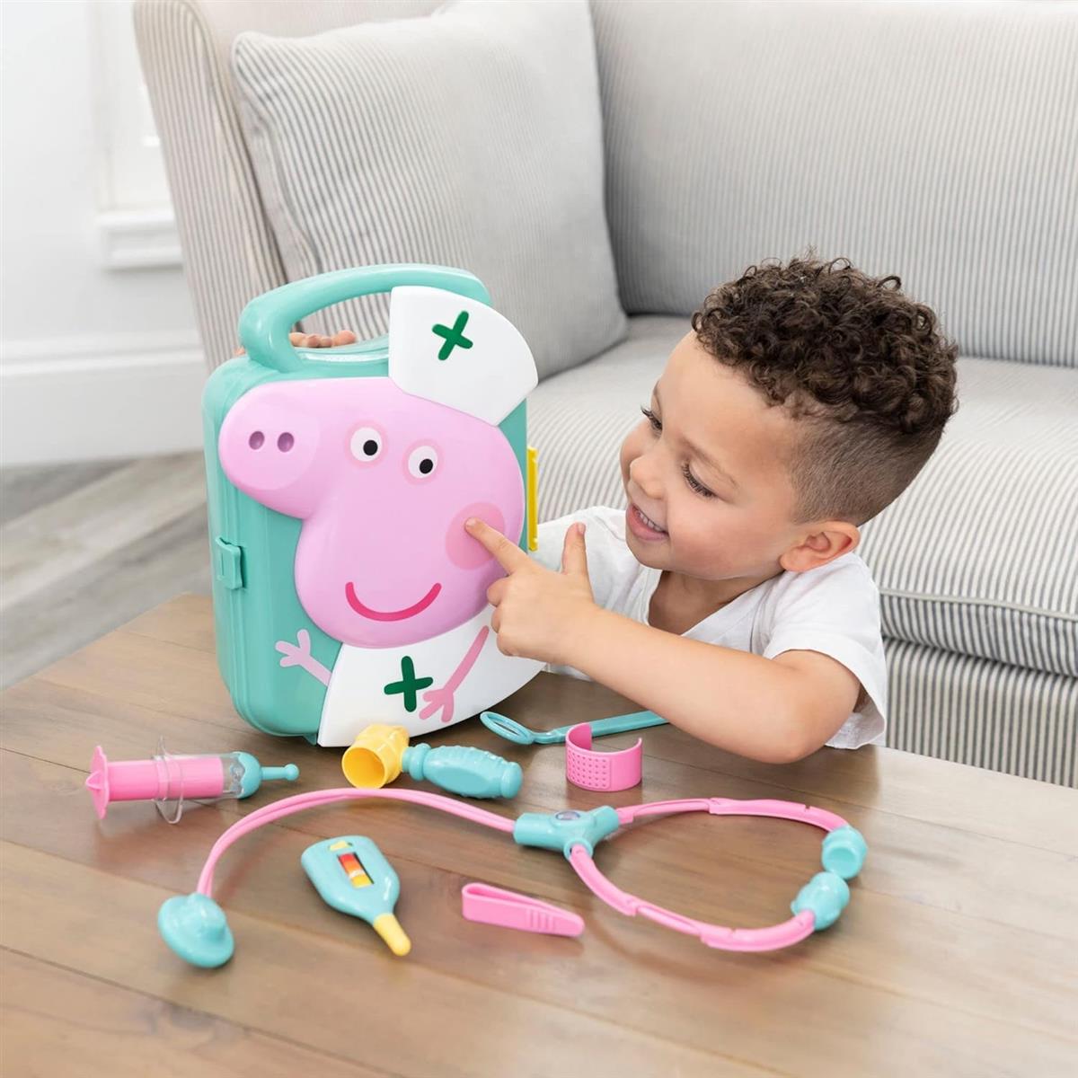 Peppa Wutz Arztkoffer Kinder | Tragekoffer, Enthält Stethoskop, Thermometer, Otoskop, Spritze & Mehr | Arztkoffer Kinder ab 3 Jahre