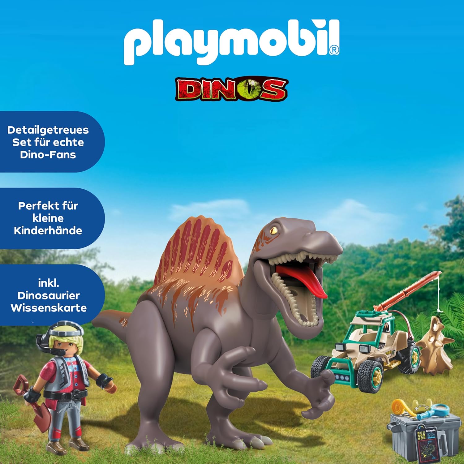 PLAYMOBIL | Dinos | Spinosaurus-Angriff auf Dino-Ausgrabung | Dinosaurier Spielset | Actionspielzeug | Abenteuer Spielzeug für Kinder ab 4 Jahren | 71820