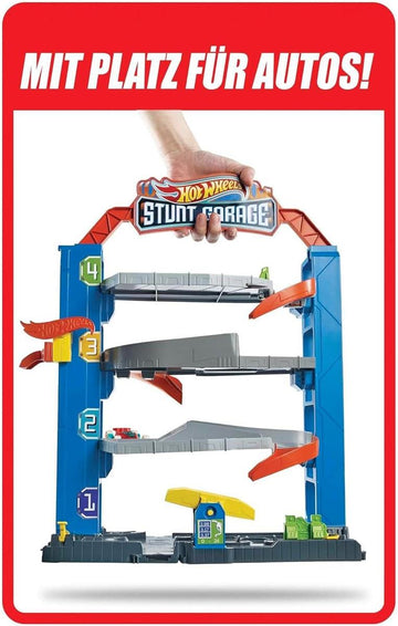 Hot Wheels GNL70 - Hot Wheels City Stunt Garage-Spielset, Geschenk für Kinder von 3 bis 8 Jahren, mit Aufzug zu den oberen Ebenen, lässt Sich mit Anderen Sets verbinden