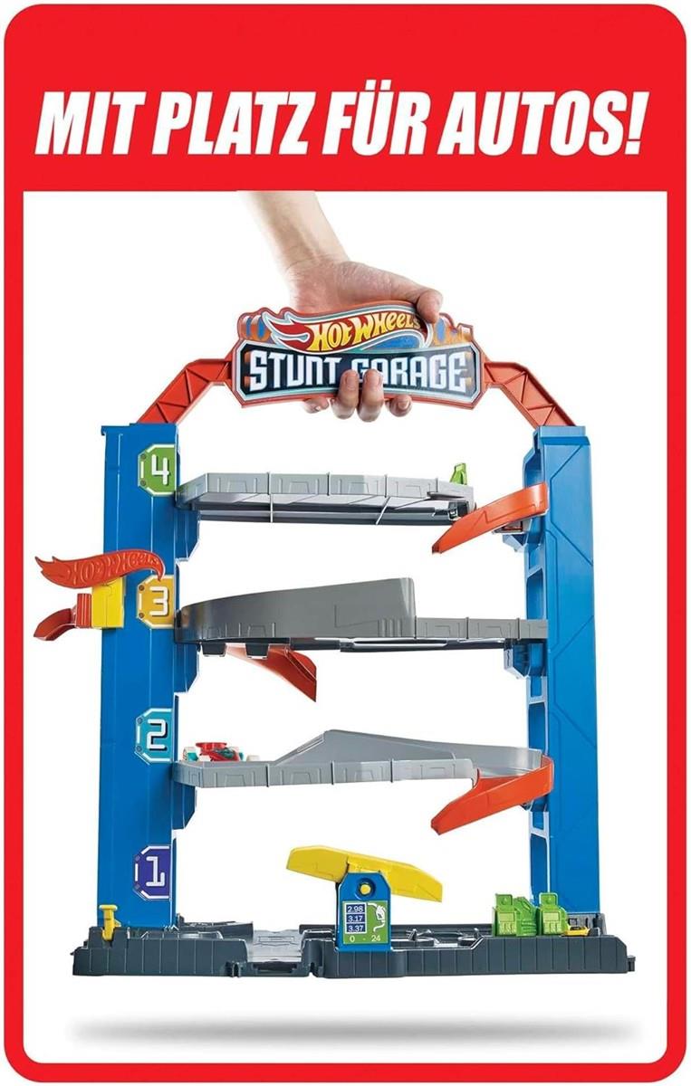 Hot Wheels GNL70 - Hot Wheels City Stunt Garage-Spielset, Geschenk für Kinder von 3 bis 8 Jahren, mit Aufzug zu den oberen Ebenen, lässt Sich mit Anderen Sets verbinden