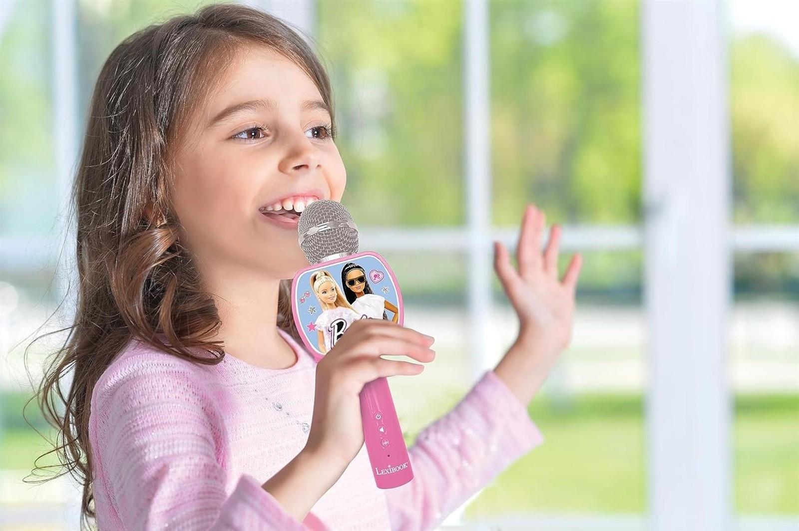 Lexibook Barbie, Bluetooth-Mikrofon mit Stimmwechselfunktion, inkl. Telefonhalter, eingebauter Lautsprecher, Rosa, MIC240BB