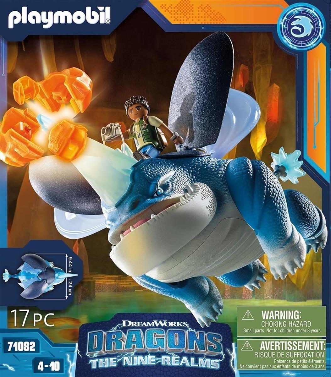 PLAYMOBIL DreamWorks Dragons 71082 Dragons: The Nine Realms - Plowhorn & D'Angelo, Dragons-Figur und Spielzeug-Drache mit Hörnern, Spielzeug für Kinder ab 4 Jahren