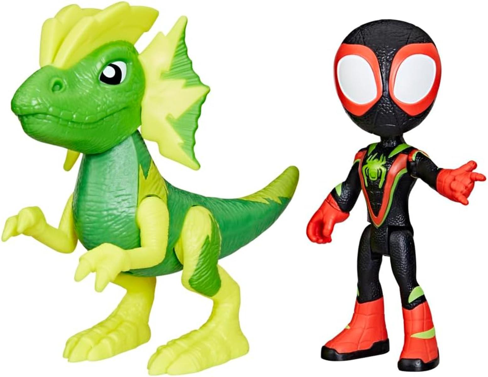 Marvel Spidey und Seine Super-Freunde Dino-Webs, Miles „Spin“ Morales & Marvels Electrosaurus Action-Figuren