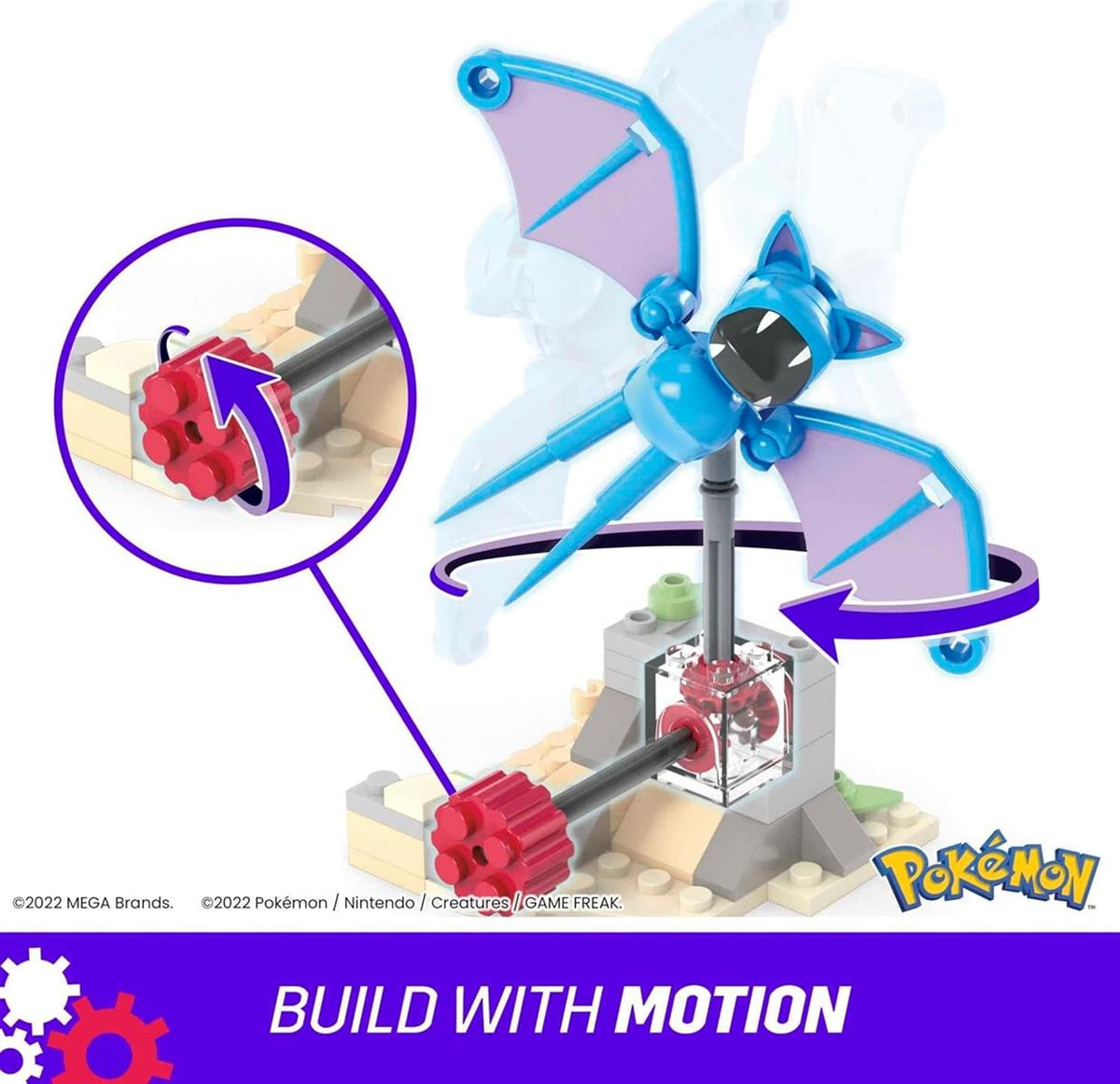 MEGA Pokémon Zubats - Mitternachtsflug mit Bewegung im Bauset mit 61 Teilen, inkl. Zubat-Figur und Wüstengegend, Adventure Builder-Sets kombinierbar, für Kinder ab 7 Jahren, HKT19