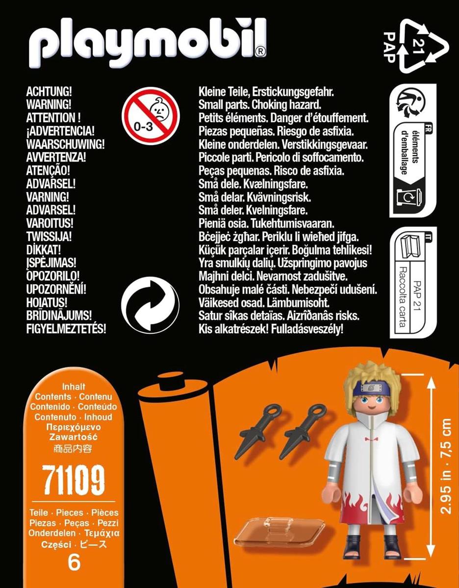 PLAYMOBIL Naruto 71109 Minato typischen weiß-roten Mantel und Zwei Kunai, kreativer Spielspaß für Animefans mit tollen Details und authentischen Extras, ab 5 Jahren