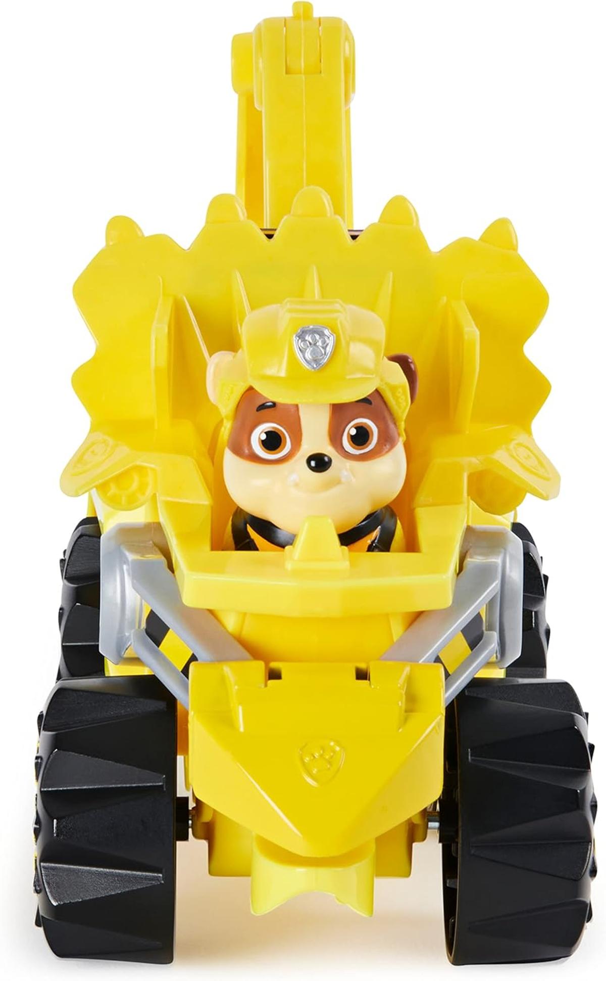 PAW PATROL Dino Rescue Rubbles Basis Fahrzeug mit Rückzieh-Mechanismus, inklusive Hundefigur und Überraschungs-Dino, Spielzeug für Kinder ab 3 Jahren