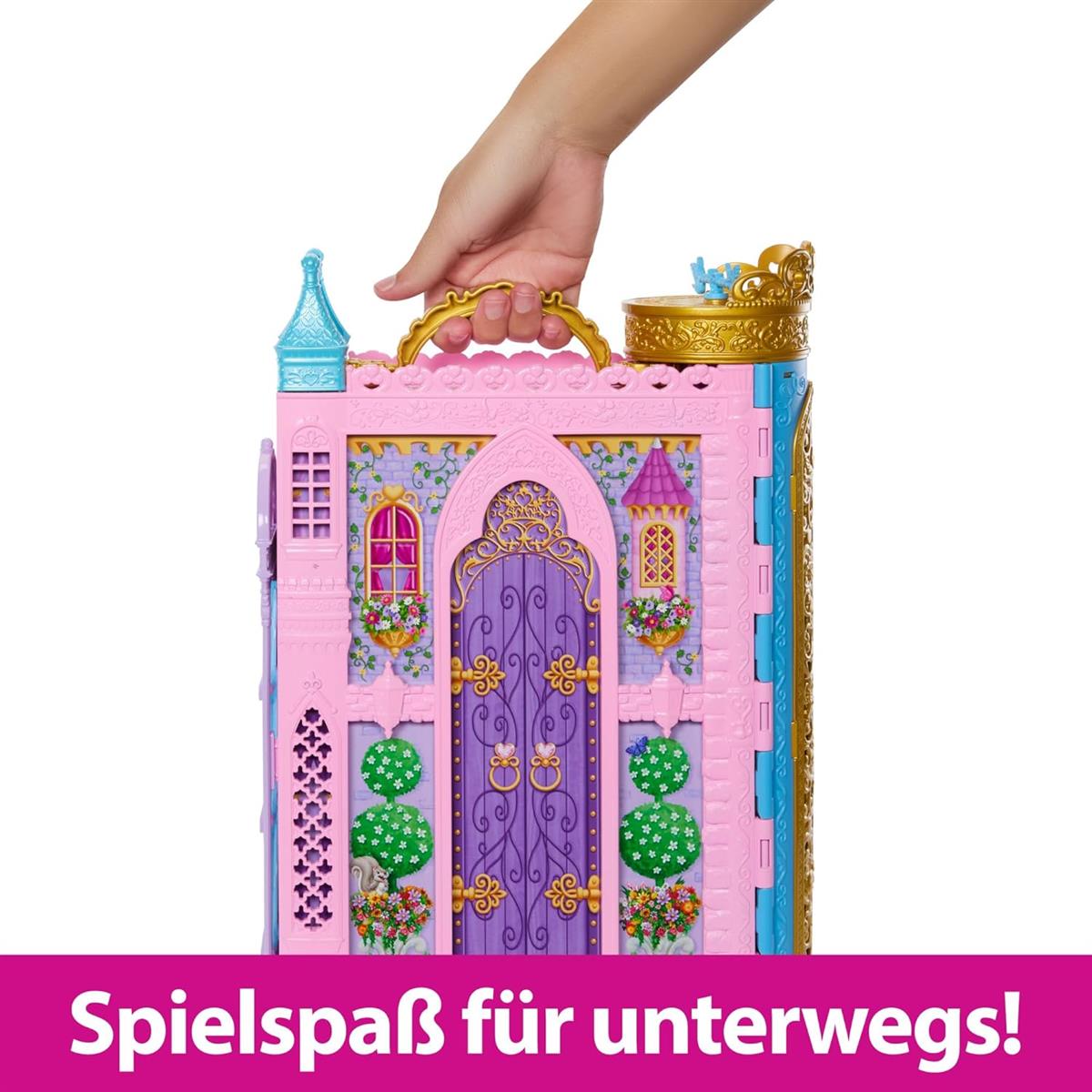 Mattel Disney Prinzessin-Schrankspielset mit 2 Kleidungsstücken, 25 Zubehörteilen, Frisiertisch, Ankleidezimmer, Laufsteg und Aufbewahrung, erweiterbar auf bis zu ca. 60 cm, vom Film inspiriert HXC20