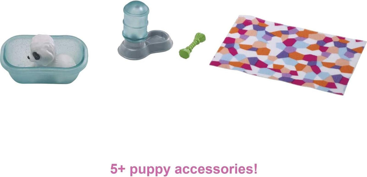 Barbie GRG78 - Mini-Spielset mit 2 Hündchen, Hundehaus und Zubehörteilen, Geschenk für Kinder von 3 bis 7 Jahren