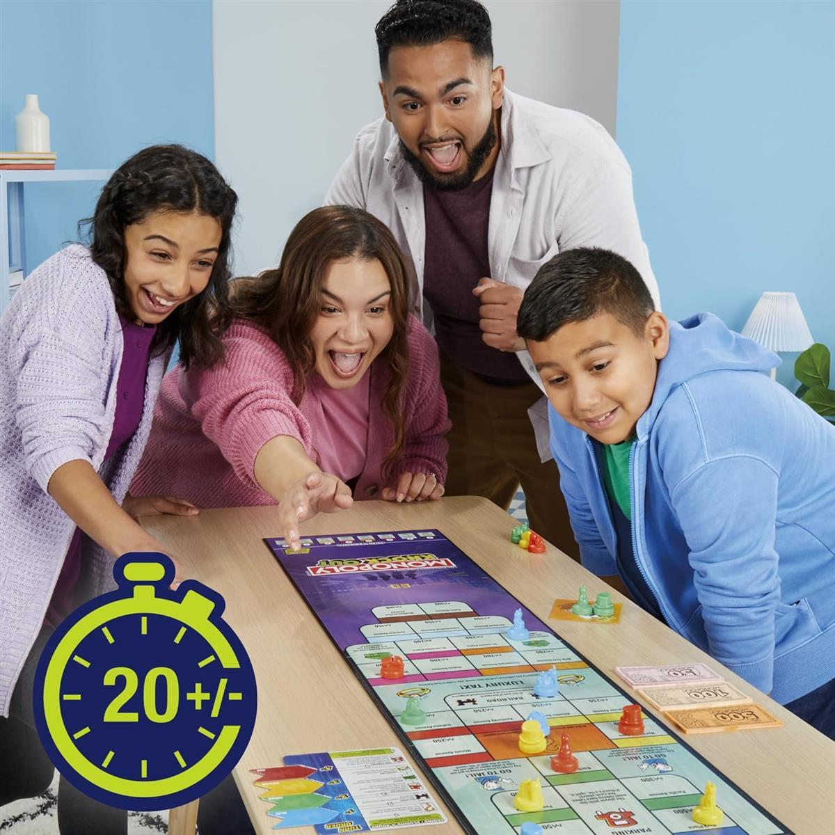 Monopoly Knockout, die extra Harte Version des klassischen Spiels, schnelles Spiel auf dem Shuffleboard für bis zu 8 Spieler, für die ganze Familie