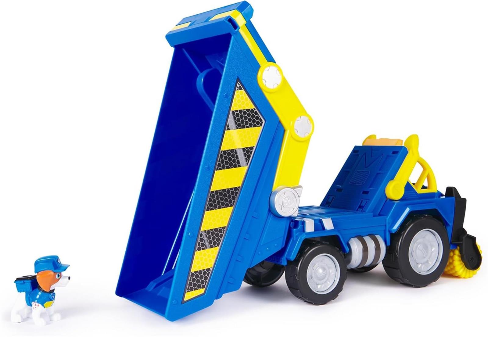 Rubble & Crew - Premium Baufahrzeug mit Kippmulde, Planierwalze, Lichtern und Geräuschen (Deluxe Fahrzeug) und Wheeler-Figur, Spielzeug für Kinder ab 3 Jahren