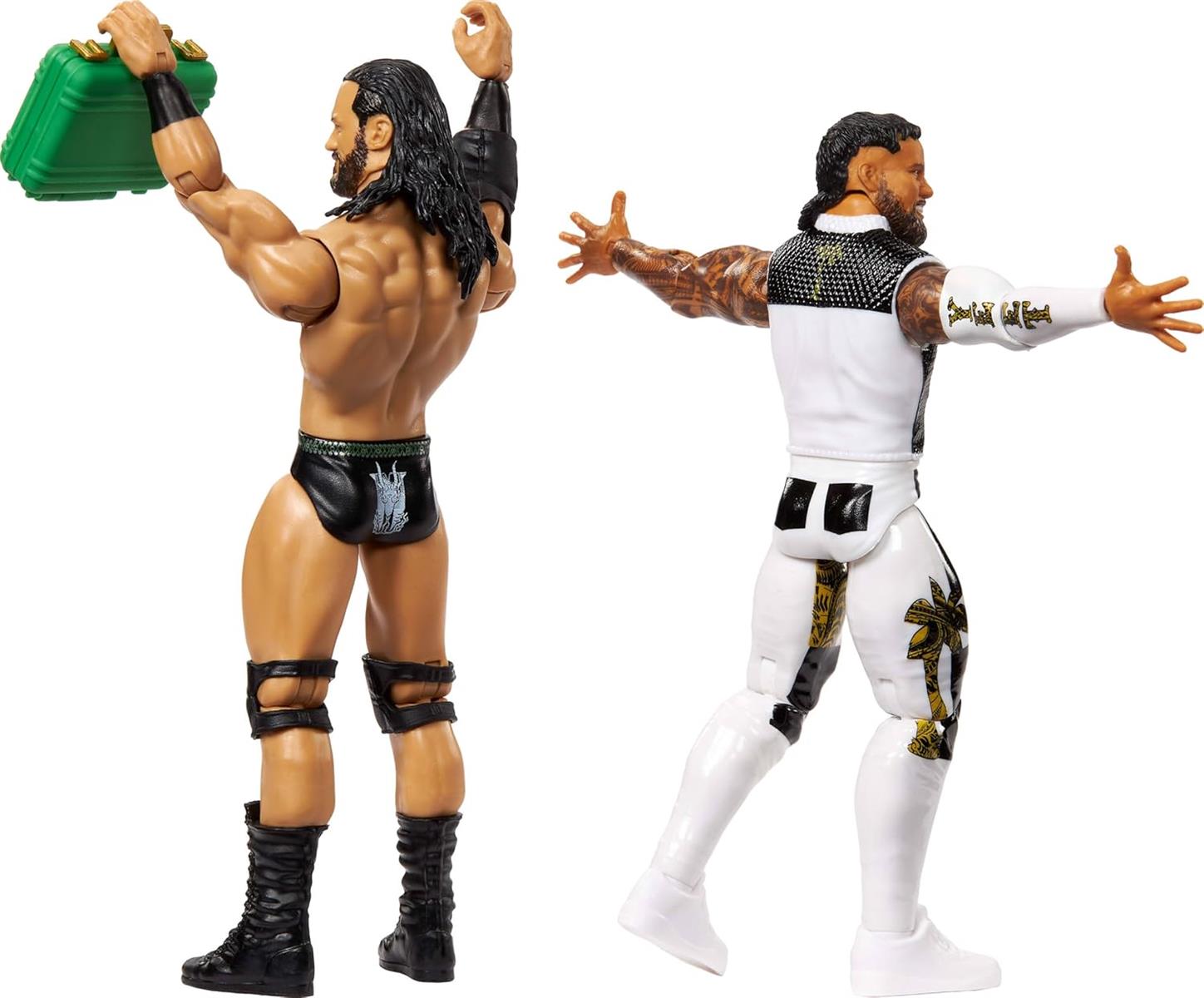 Mattel WWE Main Event Showdown Actionfiguren 2er-Pack mit Zubehör, Serie #23 Jey USO vs Drew McIntyre Sammelset, 15,2 cm
