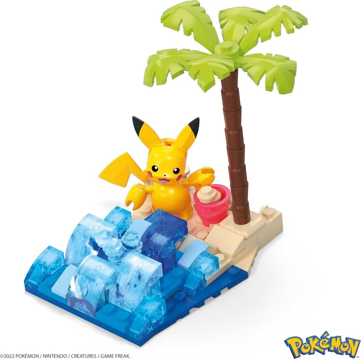 MEGA HDL76 - Pokémon Pikachus Strandtag Bauset mit 79 kompatiblen Bausteinen und Teilen zum Verbinden mit anderen Welten, Konstruktionsspielzeug, Spielzeug-Geschenkset für Kinder ab 7 Jahren