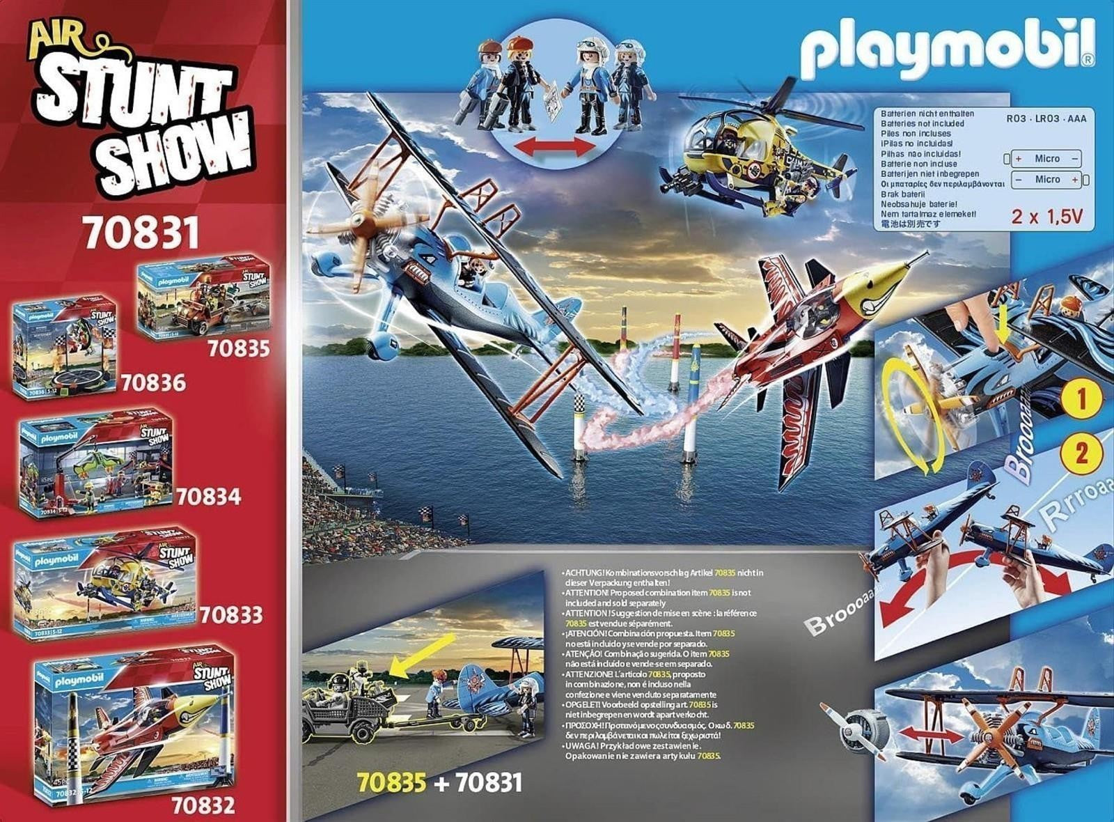 PLAYMOBIL Air Stuntshow 70831 Doppeldecker Phönix, Spielzeug-Flugzeug mit Motorgeräuschen, Spielzeug für Kinder ab 5 Jahren