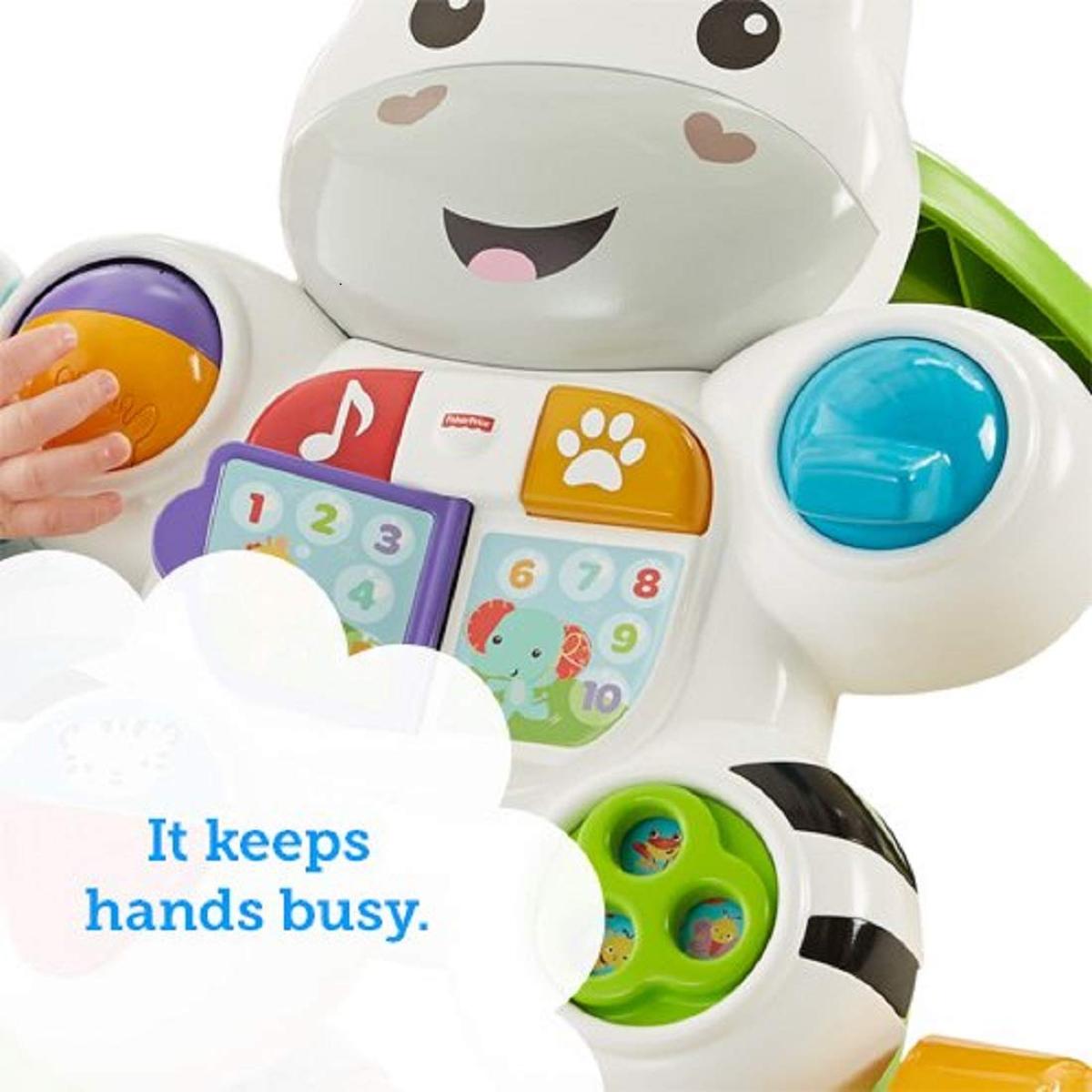 Fisher-Price Lern mit mir - Zebra Lauflernwagen, musikalisches Aktivitäts- und Gehspielzeug mit Lerninhalten, ab 6 Monaten, Version: UK-Englisch, DLF00