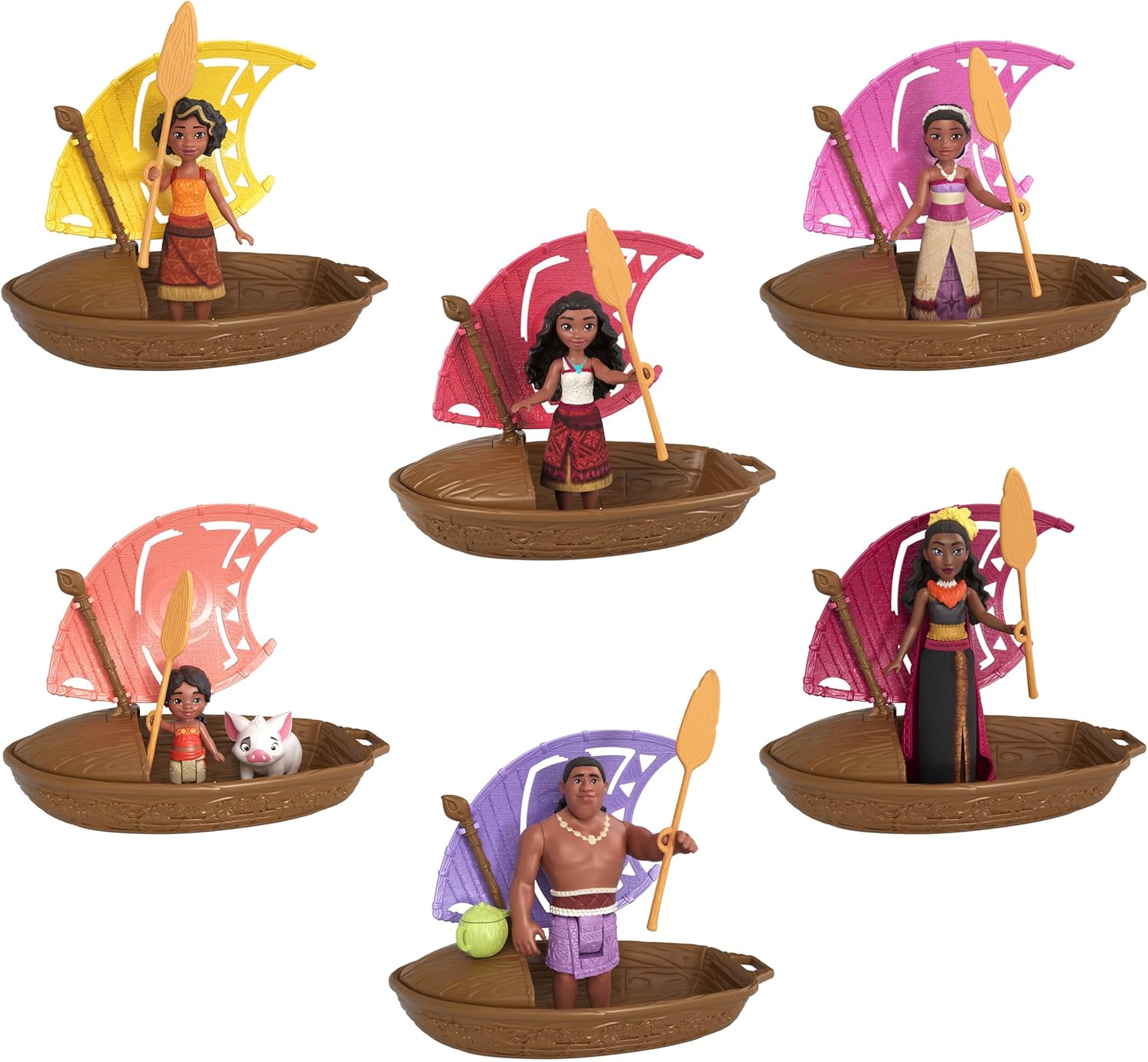 Mattel Disney Vaiana 2 Wunder der Seefahrt, Spielzeugset mit kleiner Überraschungspuppe, Kanu und Zubehör, inspiriert vom Film (Stile können variieren), JBT68