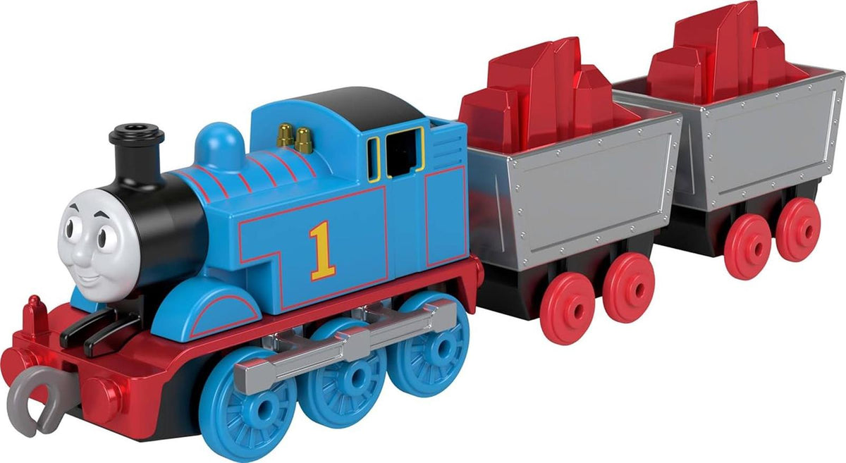 Thomas & Friends by Fisher-Price Sammlerspielzeug Zug, Kleiner Die-Cast Mattel 80th Engine mit Premium Deco & 2 Stock Cars mit roter Kristallfracht
