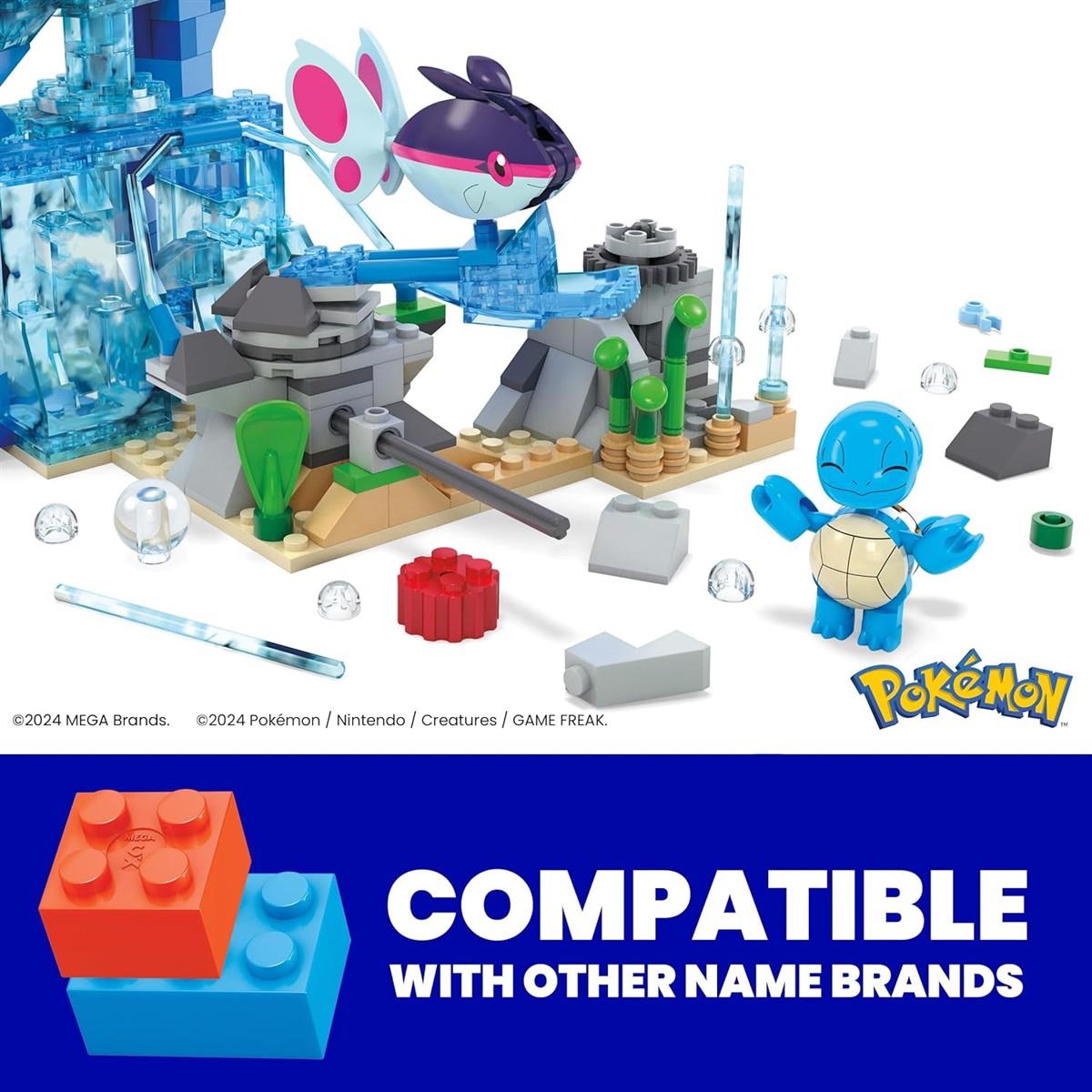 MEGA Pokémon Actionfigur-Bauspielzeug, Wasserabenteuer mit 319 Teilen und beweglichem Schiggy, Enton und Finneon, für Kinder, HXF79